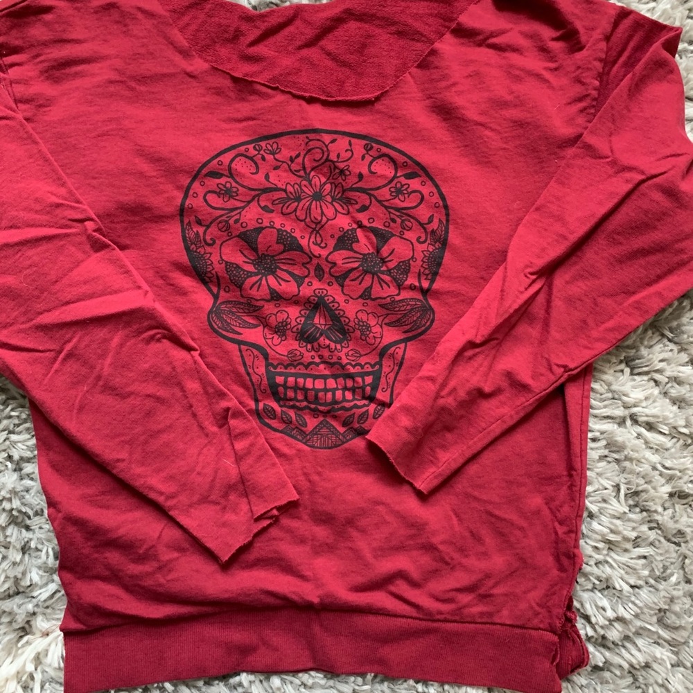 Distressed sugar skull sweatshirt top H&M XS
